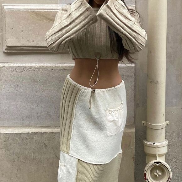 Zara Co-Ord Set Skirt And Sweater Patchwork New - Picture 8 of 9